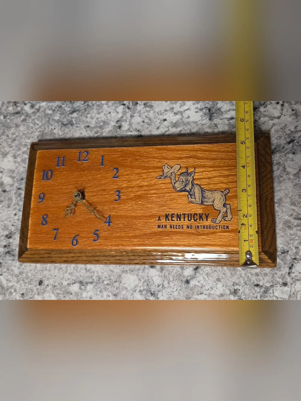 Vintage Kentucky Wildcats Wooden Wall Clock with Blue Numerals